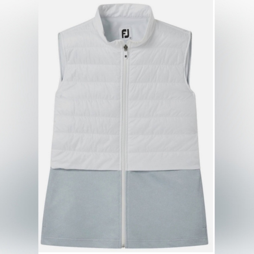 FootJoy FJ Women’s Layered Golf Vest White Grey Pockets Full Zip Size XS